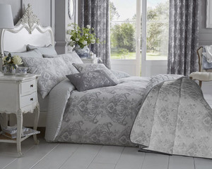 Toile 200 Thread Count Cotton Rich Duvet Cover Set - Double Bed / Grey