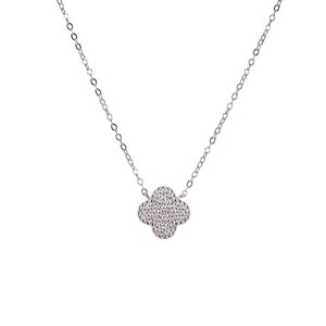 Ladies Lucky Four Clover Sterling Silver Necklace Ladies Lucky Four Clover Sterling Silver Necklace