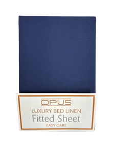 Opus Polycotton Bedding - Easy care, pink, silver, grey, navy, white, fitted & flat sheets, pillowcase pairs. - Super King - Fitted / Navy