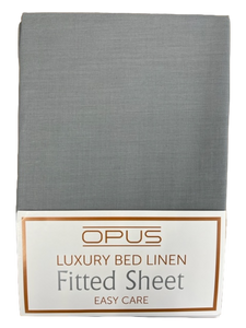 Opus Polycotton Bedding - Easy care, pink, silver, grey, navy, white, fitted & flat sheets, pillowcase pairs. - Single Bed - Flat / Charcoal