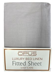 Opus Polycotton Bedding - Easy care, pink, silver, grey, navy, white, fitted & flat sheets, pillowcase pairs. - Pillowcase pair / Silver