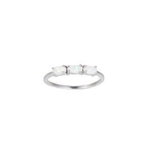 Ladies Triple White Opal Sterling Silver Ring Ladies Triple White Opal Sterling Silver Ring