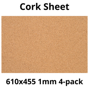 Cork Sheet - 610x455mm - 1mm - Décor and DIY - Pack of 4