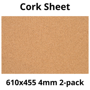 Cork Sheet - 610x455mm - 4mm - Décor and DIY - Pack of 2
