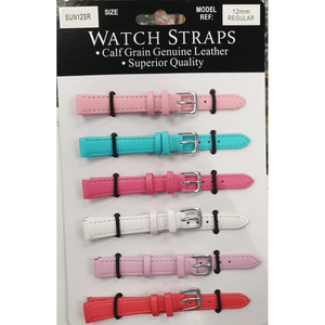 SUNSR Sun Mixed Colour Calf Leather Watch Straps Regular card of 6 - Silver Buckle