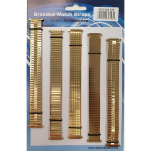 Mens Metal Gilt Expandable Watch Straps 5 Pk (adjusts 17-23mm)