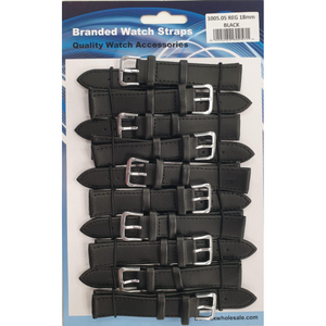 Leather Black Watch Straps Pk10 size 18mm 1005.05