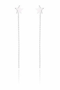Ladies Sterling Silver Star Chained Earrings Ladies Sterling Silver Star Chained Earrings