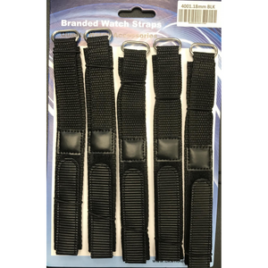 4001GVB 20MM PK5 VELCRO WATCH STRAPS BLACK
