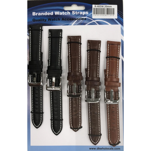 R-402W Quality Leather Padded watch straps with Stitching 22MM