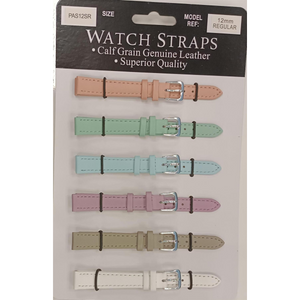 PASSR Sun Mixed Pastille Colour Calf Leather Watch Straps Regular card of 6 - Silver Buckle