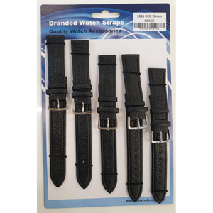 Black Leather Watch Straps Pk5 size 20mm 1015BK