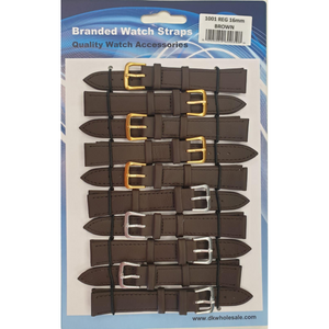 Brown Leather Watch Straps Pk10 size 18mm 1001BK