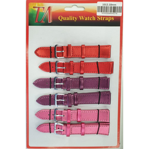 Watch Straps Metallic Colours Red/Pink/Purple 12mm - 6pk