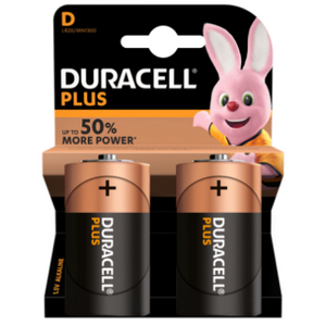 Duracell Plus MN1300+ D Size Alkaline Batteries 2 Per Card- Box of 10