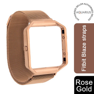 Aquarius Fitbit Blaze Metal Mesh Band Casual Wristwatch Strap - Rose Gold