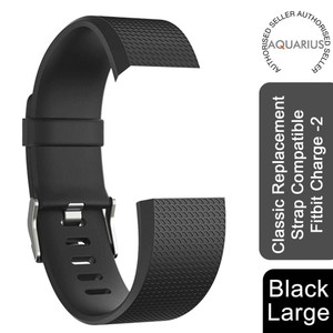 Fitbit Charge 2 Classic Adjustable Replacement Straps - Small | Large - Black Large