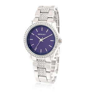 Henley Ladies Fashion Bling Blue Dial & Silver Bracelet Watch H07342