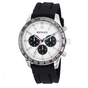 Henley Mens Polished Sports Silicone Watch Silver/White H02223.4