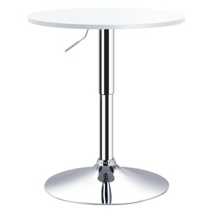 Adjustable Height Round Bar Table Swivel Top White - 60cm - Metal Frame - High Quality
