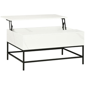Modern Lift Top Coffee Table: Hidden Storage, White