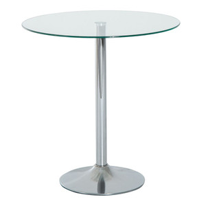 HOMCOM Round Dining Table Bistro Pub Counter w/ Tempered Glass Top for Kitchen