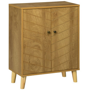 Chevron Door Storage Cabinet - Natural Wood - Ideal for Living Room - High Quality - Professional Seller