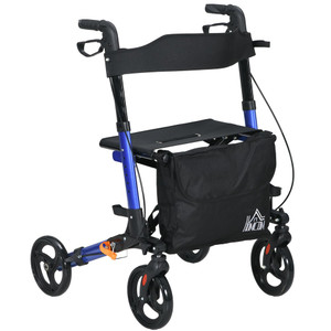 Premium 4-Wheel Rollator Walker: Adjustable, Lightweight, Blue  Includes Seat & Bag for Convenient Mobility