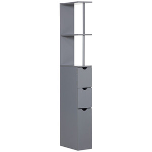 HOMCOM Tall Bathroom Cabinet, Storage Shelf, Drawers, Grey