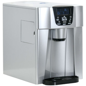 HOMCOM Ice Maker Machine and Water Dispenser No Plumbing Required Silver