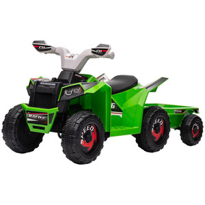 HOMCOM Electric Quad Bike, 6V Kids Ride-On ATV with Back Trailer - Green - Green