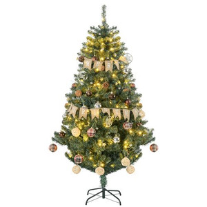 HOMCOM 6ft Artificial Christmas Tree with LED Lights, Decoration, Auto Open