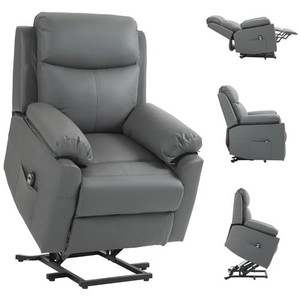 HOMCOM Power Lift Chair Electric Riser Recliner with Remote Control - Charcoal grey