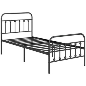 HOMCOM 3ft Metal Single Platform Bed Frame w/ Underbed Storage Headboard - 140W x 197D x 103Hcm