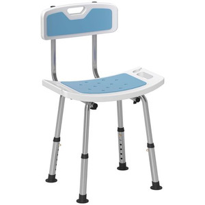 HOMCOM Shower Stool for Elderly Disabled Adjustable Shower Stool - Blue