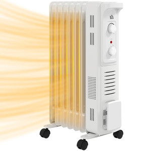 HOMCOM 7 Fin Portable Oil Filled Heater Radiator, Energy Efficient - 24W x 52.5D x 64Hcm