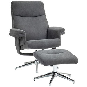 HOMCOM Recliner Chair with Footstool with Adjustable Back - Charcoal grey
