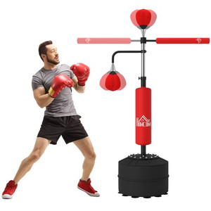 HOMCOM 3-in-1 Punching Bag with 2 Speedballs, 360° Reflex Bar - Red
