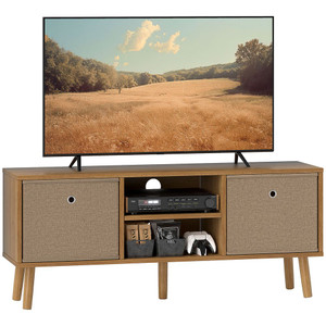 HOMCOM Modern TV Cabinet Stand w/ Shelves & Drawers, Bedroom - Brown