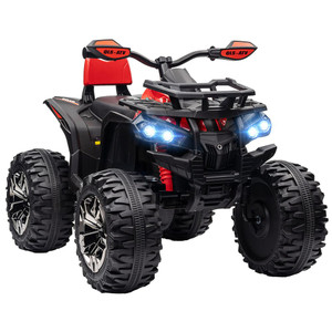 HOMCOM 12V Quad Bike ATV with LED Lights, Music, for Boys Girls - Yellow