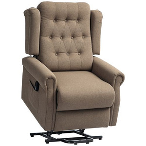 HOMCOM Power Lift Recliner Armchair with Wingback, Button Tufted, Brown