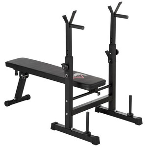 HOMCOM Adjustable Weight Bench with Barbell Rack and Dip Station, Black