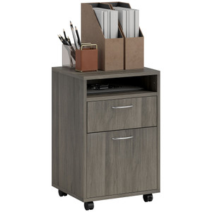 HOMCOM 60cm Filing Cabinet with Drawers and Open Shelf - Grey