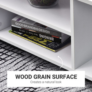 TV Stand Bookshelf Cabinet Modern 3 Tier shelf Storage Wheels in White