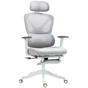 HOMCOM Ergonomic Office Chair, Recliner Computer Chair with Footrest, Grey