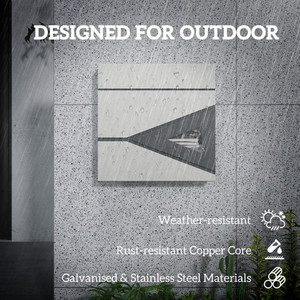 HOMCOM Modern Wall Mounted Post Box, Weatherproof Letterbox with Lock