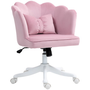 HOMCOM Armless Desk Chair Home Office Chair w/ Wide Seat Tilt Function - Pink