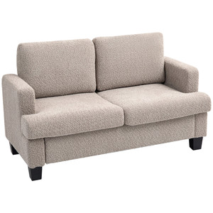HOMCOM 138 cm Chenille Fabric Loveseat Sofa with S-springs - Tan