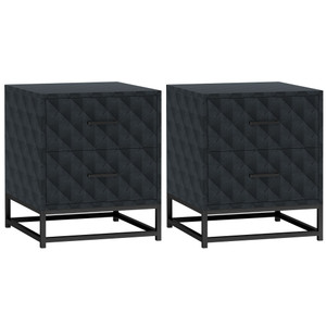 HOMCOM Bedside Table Set of 2, Nightstand with 2 Drawers, Steel Legs - Black