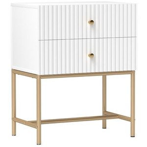 HOMCOM Modern Bedside Table with 2 Drawers for Bedroom - White